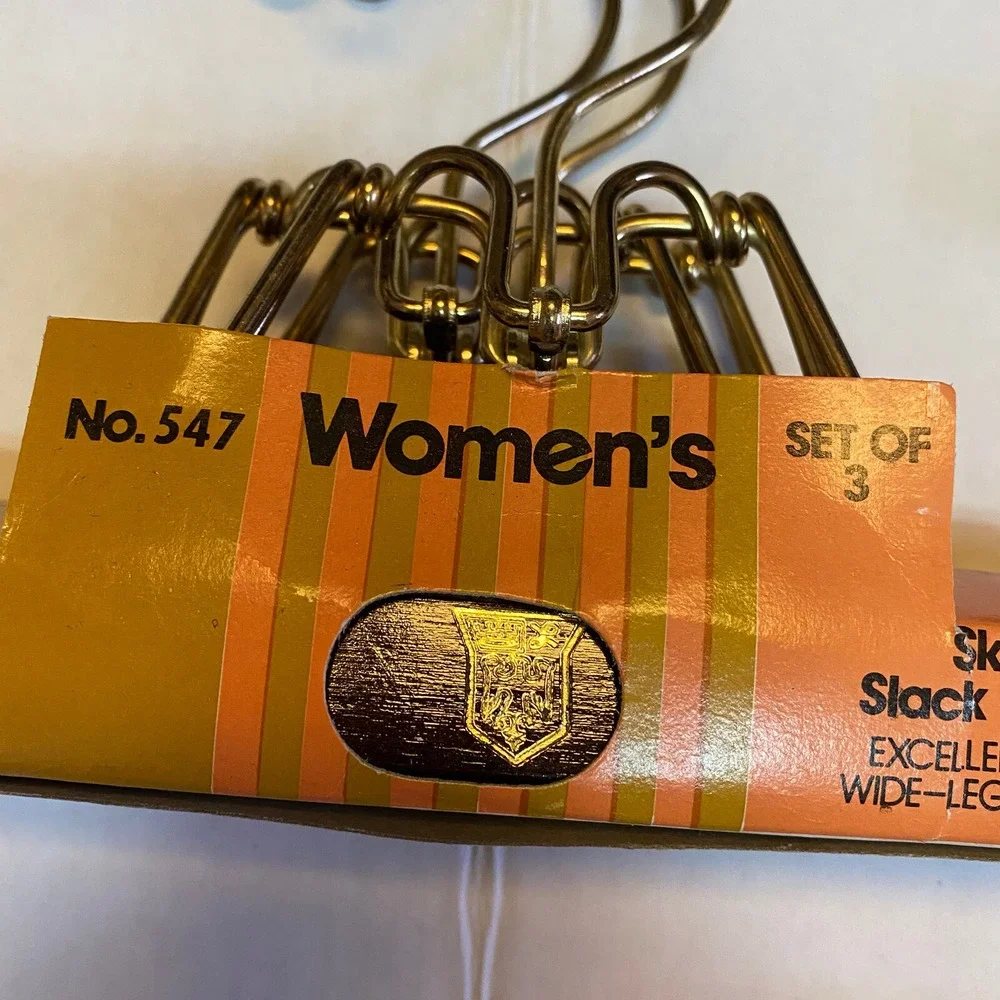 Vintage Lee Rowan Skirt Slacks Pants Wooden Metal Clamp Hangers NOS Lot of 5